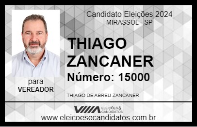 Candidato THIAGO ZANCANER 2024 - MIRASSOL - Eleições