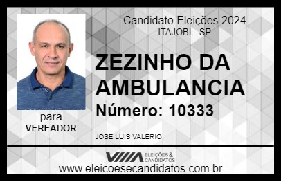 Candidato ZEZINHO DA AMBULANCIA 2024 - ITAJOBI - Eleições