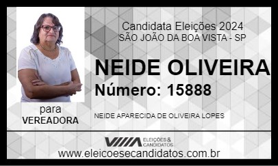 Candidato NEIDE OLIVEIRA 2024 - SÃO JOÃO DA BOA VISTA - Eleições