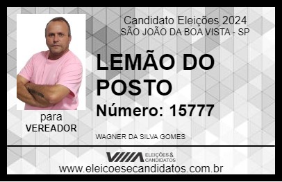 Candidato LEMÃO DO POSTO 2024 - SÃO JOÃO DA BOA VISTA - Eleições