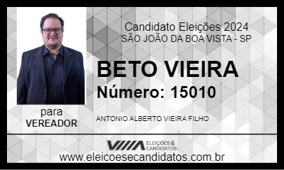 Candidato BETO VIEIRA 2024 - SÃO JOÃO DA BOA VISTA - Eleições