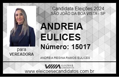 Candidato ANDREIA EULICES 2024 - SÃO JOÃO DA BOA VISTA - Eleições