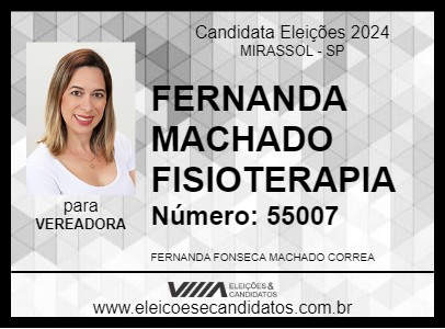 Candidato FERNANDA MACHADO FISIOTERAPIA 2024 - MIRASSOL - Eleições