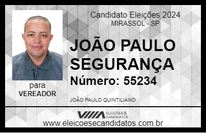 Candidato JOÃO PAULO SEGURANÇA 2024 - MIRASSOL - Eleições