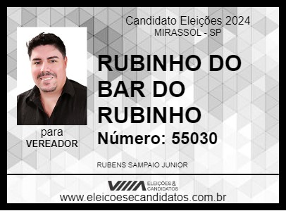 Candidato RUBINHO DO BAR DO RUBINHO 2024 - MIRASSOL - Eleições