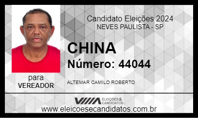 Candidato CHINA 2024 - NEVES PAULISTA - Eleições