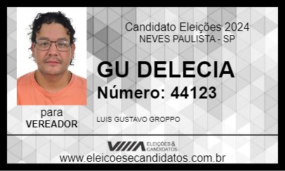 Candidato GU DELECIA 2024 - NEVES PAULISTA - Eleições