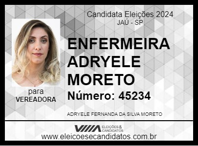 Candidato ENFERMEIRA ADRIELE MORETO 2024 - JAÚ - Eleições