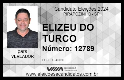 Candidato ELIZEU DO TURCO 2024 - PIRAPOZINHO - Eleições