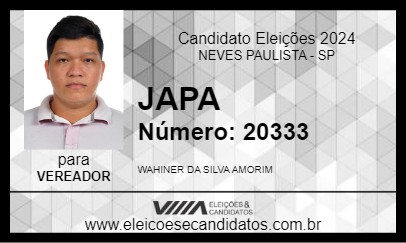 Candidato JAPA 2024 - NEVES PAULISTA - Eleições