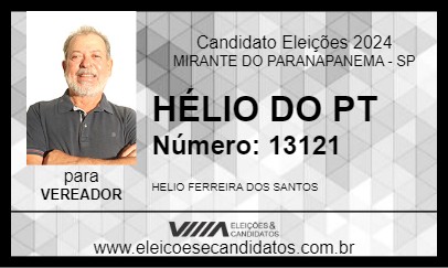 Candidato HÉLIO DO PT 2024 - MIRANTE DO PARANAPANEMA - Eleições