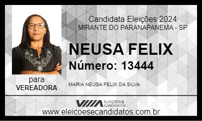 Candidato NEUSA FELIX 2024 - MIRANTE DO PARANAPANEMA - Eleições