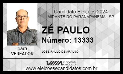 Candidato ZÉ PAULO 2024 - MIRANTE DO PARANAPANEMA - Eleições