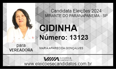 Candidato CIDINHA 2024 - MIRANTE DO PARANAPANEMA - Eleições