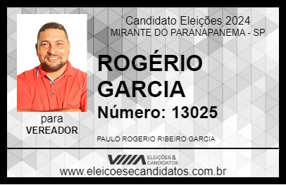 Candidato ROGÉRIO GARCIA 2024 - MIRANTE DO PARANAPANEMA - Eleições