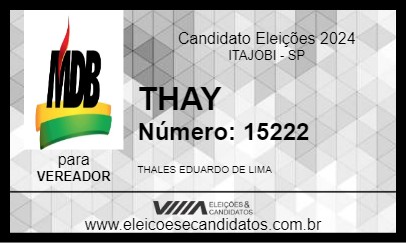 Candidato THAY 2024 - ITAJOBI - Eleições