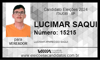 Candidato LUCIMAR SAQUI 2024 - ITAJOBI - Eleições