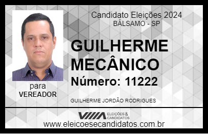 Candidato GUILHERME MECÂNICO 2024 - BÁLSAMO - Eleições