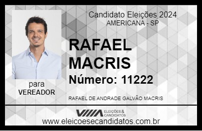 Candidato RAFAEL MACRIS 2024 - AMERICANA - Eleições