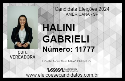 Candidato HALINI GABRIELI 2024 - AMERICANA - Eleições