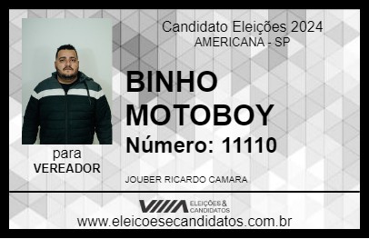 Candidato BINHO MOTOBOY 2024 - AMERICANA - Eleições