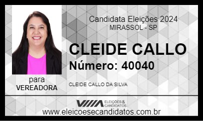 Candidato CLEIDE CALLO 2024 - MIRASSOL - Eleições