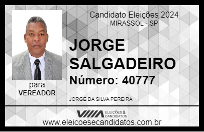 Candidato JORGE SALGADEIRO 2024 - MIRASSOL - Eleições