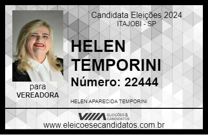 Candidato HELEN TEMPORINI 2024 - ITAJOBI - Eleições