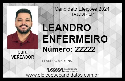 Candidato LEANDRO ENFERMEIRO 2024 - ITAJOBI - Eleições