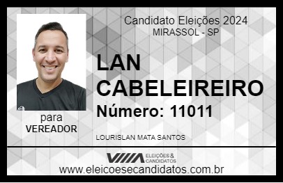 Candidato LAN CABELEIREIRO 2024 - MIRASSOL - Eleições