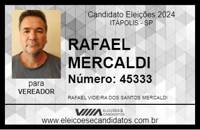 Candidato RAFAEL MERCALDI 2024 - ITÁPOLIS - Eleições