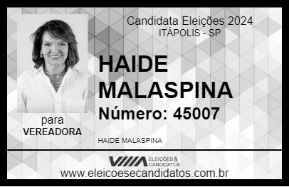 Candidato HAIDE MALASPINA 2024 - ITÁPOLIS - Eleições