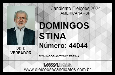 Candidato DOMINGOS STINA 2024 - AMERICANA - Eleições