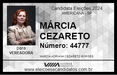 Candidato MÁRCIA CEZARETO 2024 - AMERICANA - Eleições