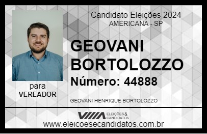 Candidato GEOVANI BORTOLOZZO 2024 - AMERICANA - Eleições