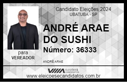 Candidato ANDRÉ ARAE DO SUSHI 2024 - UBATUBA - Eleições