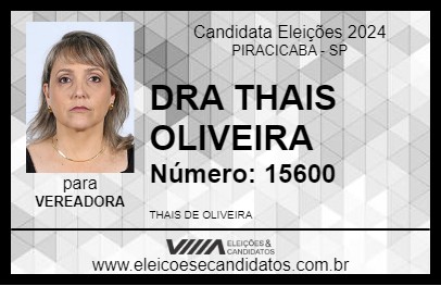 Candidato DRA THAIS OLIVEIRA 2024 - PIRACICABA - Eleições