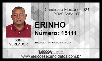 Candidato ERINHO 2024 - PIRACICABA - Eleições