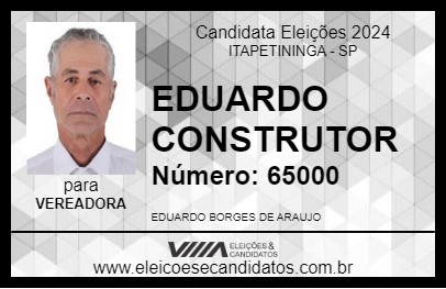 Candidato EDUARDO CONSTRUTOR 2024 - ITAPETININGA - Eleições