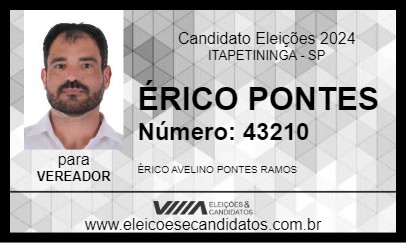 Candidato ÉRICO PONTES 2024 - ITAPETININGA - Eleições