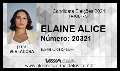 Candidato ELAINE ALICE 2024 - ITAJOBI - Eleições