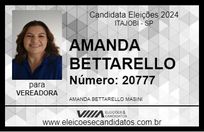 Candidato AMANDA BETTARELLO 2024 - ITAJOBI - Eleições