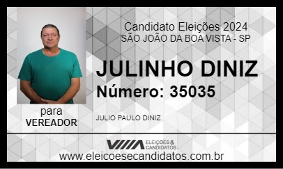 Candidato JULINHO DINIZ 2024 - SÃO JOÃO DA BOA VISTA - Eleições