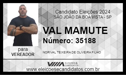 Candidato VAL MAMUTE 2024 - SÃO JOÃO DA BOA VISTA - Eleições