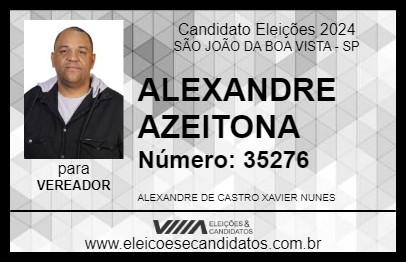 Candidato ALEXANDRE AZEITONA 2024 - SÃO JOÃO DA BOA VISTA - Eleições