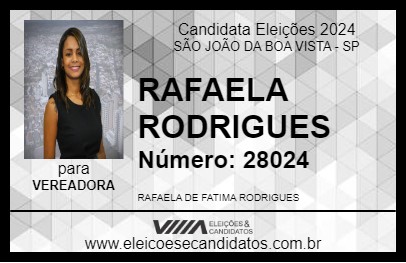 Candidato RAFAELA RODRIGUES 2024 - SÃO JOÃO DA BOA VISTA - Eleições