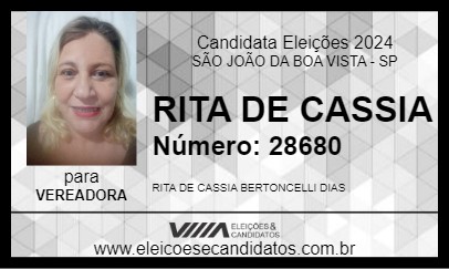 Candidato RITA DE CASSIA 2024 - SÃO JOÃO DA BOA VISTA - Eleições