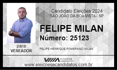 Candidato FELIPE MILAN 2024 - SÃO JOÃO DA BOA VISTA - Eleições