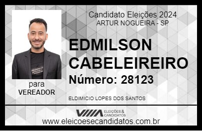 Candidato EDMILSON CABELEIREIRO 2024 - ARTUR NOGUEIRA - Eleições