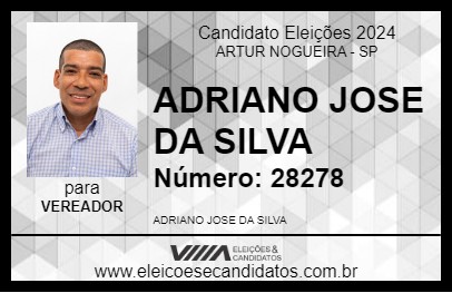 Candidato ADRIANO JOSE DA SILVA 2024 - ARTUR NOGUEIRA - Eleições